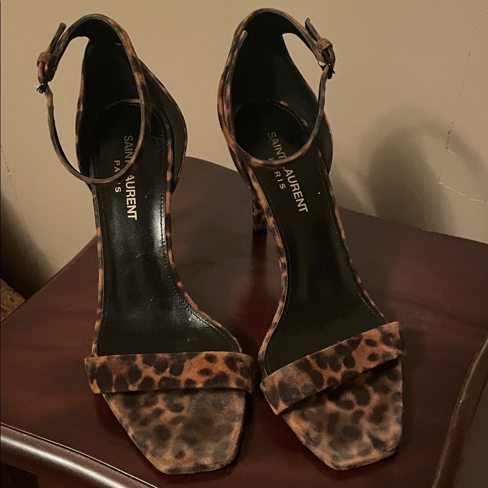 Saint Laurent Brown Leopard Print Heels